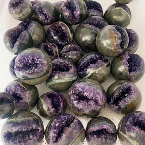 Natural Amethyst Cluster Ball Sphere Purple Quartz Stone Opening Ball Sphere Ene - Picture 1 of 12