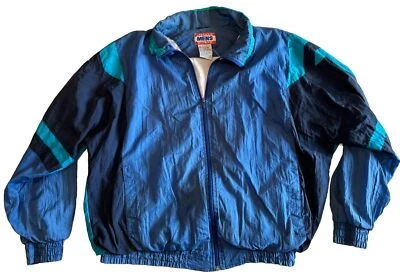 Vtg Athletic Mens Works Windbreaker Jacket Mens L Multicolor Nylon Jacket Blue - Image 1 of 4