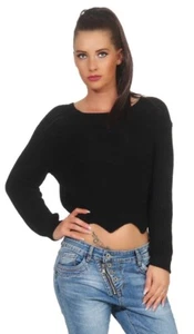 Kurz geschnittener Pullover aus warmen Grobstrick - schwarz - Bild 1 von 1
