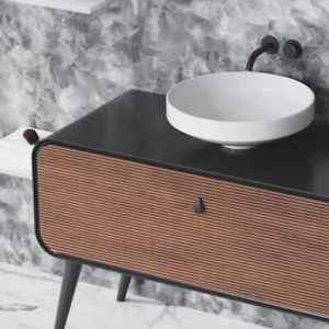 Aufsatzwaschbecken AUGUSTA, rund (Ø 45 cm) glänzend weiß Badezimmer Badmöbel Bad - Bild 1 von 4