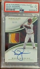 2016 Immac. Collection #1 Mark McGwire Autograph #20/25 PSA 8 POP 1 none higher