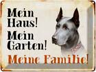 Blechschild 30x40 cm Hund Dobermann mein Haus Garten Familie