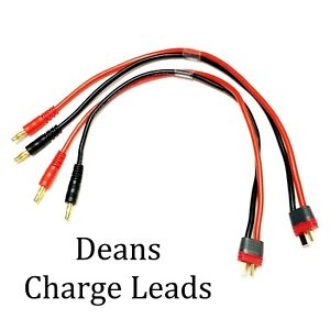 RCP (2) Deans / T Plug Charge Leads 12"  Amass Connectors Charger Cables