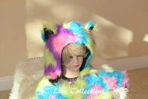 Sombreros con capucha de animal de piel sintética multicolor de neón talla única - Imagen 1 de 3