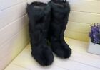 Black Goat Fur Boots for Women, Snow Boots, Moutons, Handmade by LITVIN