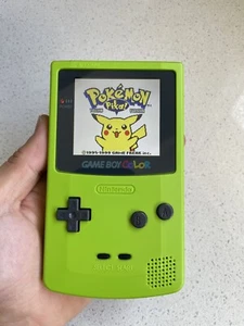 Nintendo Gameboy Color Colour Game Boy BACKLIT IPS Q5 Laminated GBC KIWI GREEN - Picture 1 of 4