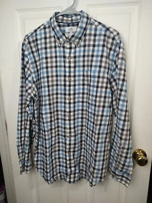 Croft & Barrow Men's L Blue Gingham Easy Care Collared Button Long Sleeve Pocket - Image 1 of 4