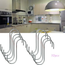 10Pcs Hanger Hanging S Hooks Stainless Steel Utensil Kitchen Meat Pan Clothes