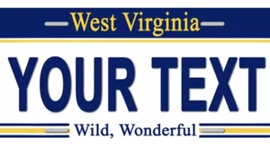 West Virginia Personalized License Plate Novelty Automobile Accessory 12 x 6 - Picture 1 of 2