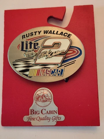 NASCAR RACING Rusty Wallace Miller Light #2 pewter Belt Buckle *New Cover