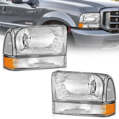 Headlights For 1999-2004 Ford F250 F350 F450 Super Duty Excursion Left+Right - Imagem 1 de 4