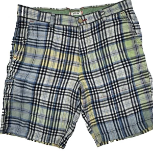 Tommy Bahama Relax 100% Linen Shorts Men's 35 Blue Plaid Casual Beach - Picture 1 of 9