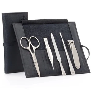 5pc FINOX® Steel Men's Manicure Set with Beard/Mustache Scissors by GERMANIKURE - Picture 1 of 5