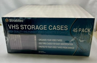 NEW Stratitec Lot Of 45 Clear Plastic Empty VHS clamshell cases SEALED - Image 1 of 4