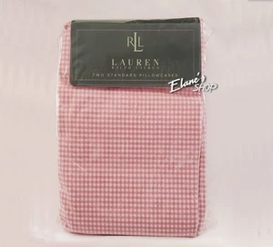NEW Set Of 2 Ralph Lauren Home Pink Gingham Standard Pillowcases 1 Pair NIP NEW - Picture 1 of 2