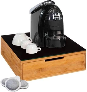 Podes de porte-tiroir Avilia et capsules de bambou avec une étagère en verre à t - Afbeelding 1 van 1