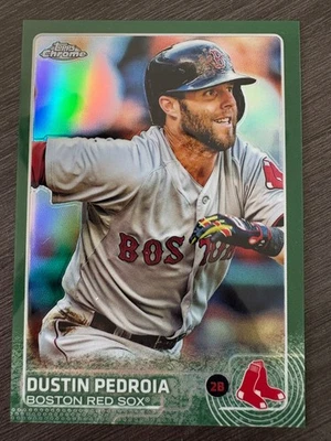 2015 Topps Chrome Dustin Pedroia GREEN Refractor #172 Boston Red Sox serial /99 - Image 1 of 2