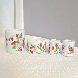Strawberry Candle Holder Lot Funny Design Rauschert Porcelain Germany - Picture 1 of 5