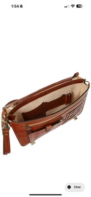 Juego de bolsa de ropa y computadora portátil de cuero marrón coñac Time Resistance - Excelente Foto 1 de 4