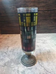 Vintage Kerzenhalter Buntglas Antik Kerzenrama Nu Trend Mehrfarbig  - Bild 1 von 5