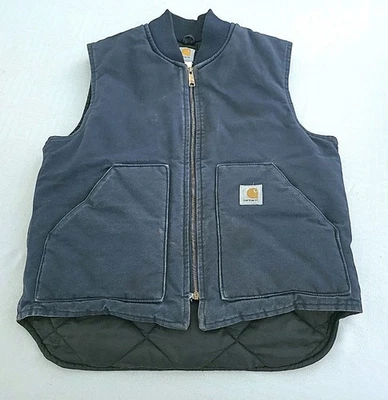 VTG Carhartt Vest Mens Large Blue VQ182 NVY Insulated Union Made USA - Image 1 of 4