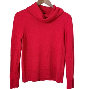Suéter para mujer Talbots mediano pequeño rojo pura lana merino capucha cuello clásico - Imagen 1 de 9