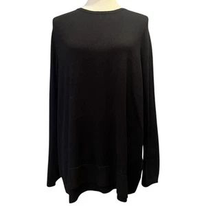 J. Jill Top Size Large Black Cotton Rayon Blend Long Sleeve Shirt Layered Hem - Picture 1 of 11