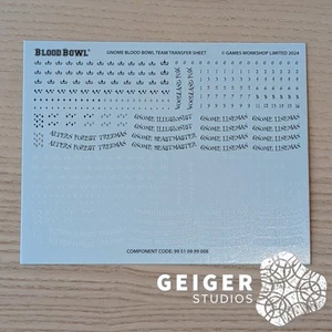 Warhammer Blood Bowl Gnome Team Glimdwarrow Groundhogs Decal Transfer Sheet - Foto 1 di 1