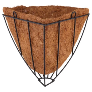 Metal Hanging Planter Basket with Coconut Coir Husk Flower Pot Garden Plant - Picture 1 of 11