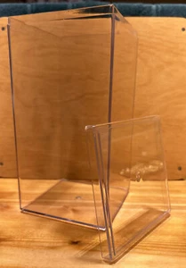 Clear Acrylic Plastic Display Case/Lid 4" x 4" x 8". Used - Very Good Condition. - Picture 1 of 6