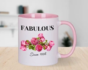 Fabulous since 1998 birthday pink handle Novelty mug - Picture 1 of 2