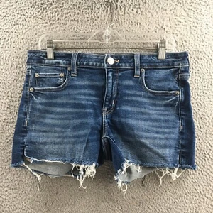 American Eagle Cut-Off Shorts Womens 8 (actual 34x4) Blue Denim Mid Rise Zip Fly - Picture 1 of 22