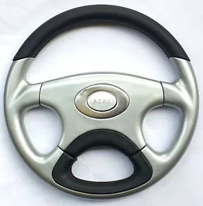 Boss Motorsport Sports Steering Wheel Black Leather Silver Wood Centre Pad 35cm - Bild 1 von 7