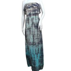 Gypsy 05 Ombre Python Print Strapless Maxi Dress Size Small Silk Ruffle Beachy - Picture 1 of 10