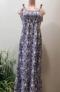 Nwt Cupshe White W/ Blue Floral Printed Dress Size LARGE - Picture 1 of 7
