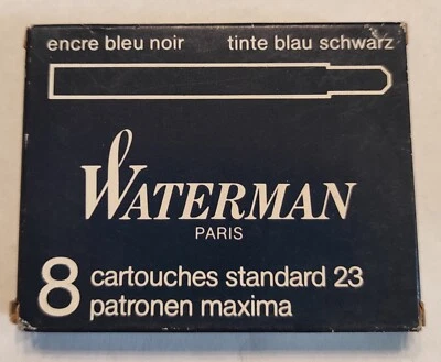 Cartouche Waterman Paris STANDARD 23 encre bleu noir x8 cartridge blue black ink - Imagen 1 de 4