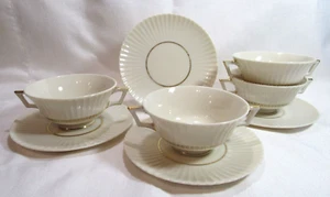 Lenox USA Vintage CRETAN Four (4) Cream Soup Bowls with Under Plates GC - Picture 1 of 11