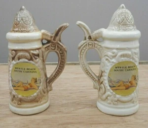 Vintage Myrtle Beach, SC Collectors German Stein style Salt and Pepper Shakers - Picture 1 of 7