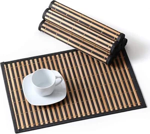 Placemats Set of 6, Bamboo Table Mats Set with Leaf Pattern, 18'' × 12'' Woven - Picture 1 of 8