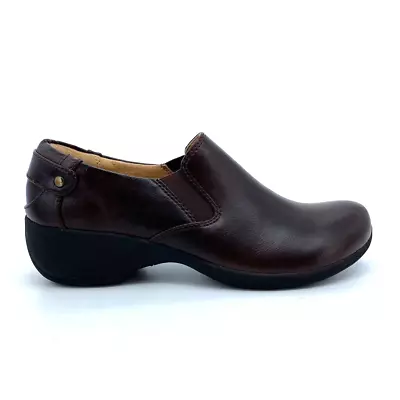 Naturalizer Womens Juno Clogs Shoes Brown Leather Slip On Low Heel Stretch 9.5M - Image 1 of 4