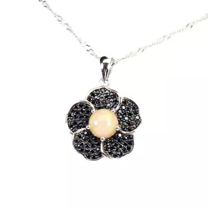 Collana In Argento Sterling 925 Con Opale Di Fuoco Ovale Gemma Spinello 6mm 18in - Foto 1 di 10