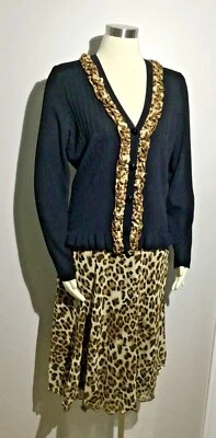 Chaqueta Twinset Exclusiva Misook Negra y Estampado Animal S y Falda XS  Foto 1 de 4