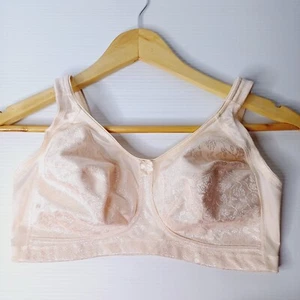 Triumph Bra 12DD Beige Minimiser Classics Wire Free Soft Cup Floral Pattern - Picture 1 of 8