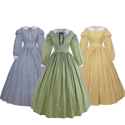 Civil War Womens Victorian Dress Plaid Dickens Ball Dress Oktoberfest Dress - Image 1 of 4
