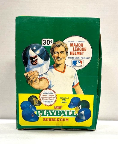 1980 Leaf PlayBall Bubble Gum MLB Mini Baseball Helmets Unopened Box 24 Packs Cover