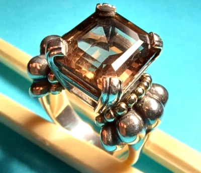 Lagos Caviar дымчатый кварц серебро 18K золото размер 6,5 - Изображение 1 из 4