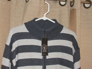 NWT New CHUXX Mens XL Cardigan Sweater Full Zip Front Blue Gray Mock Neck - Picture 1 of 4