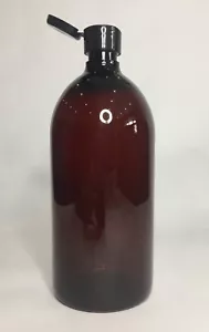 1000 ml PET Kunststoff bernsteinfarbene runde Boston Flaschen & schwarzer Klappverschluss *beliebige Menge* - Bild 1 von 3