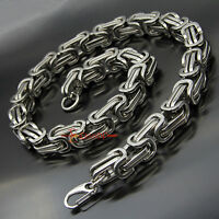 Black Silver Heavy Wide Biker Links Chain CLJSTORE Jewelry Mens Stainless Steel Necklace 