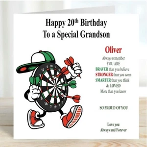 Personalised Birthday Card Darts Son grandson Nephew Friend Dad Granddad - Picture 1 of 2